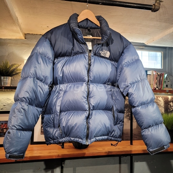 Vintage 00s North Face Nuptse 700 Goose Down Puffer Jacket Men Blue Men L - Picture 3 of 11
